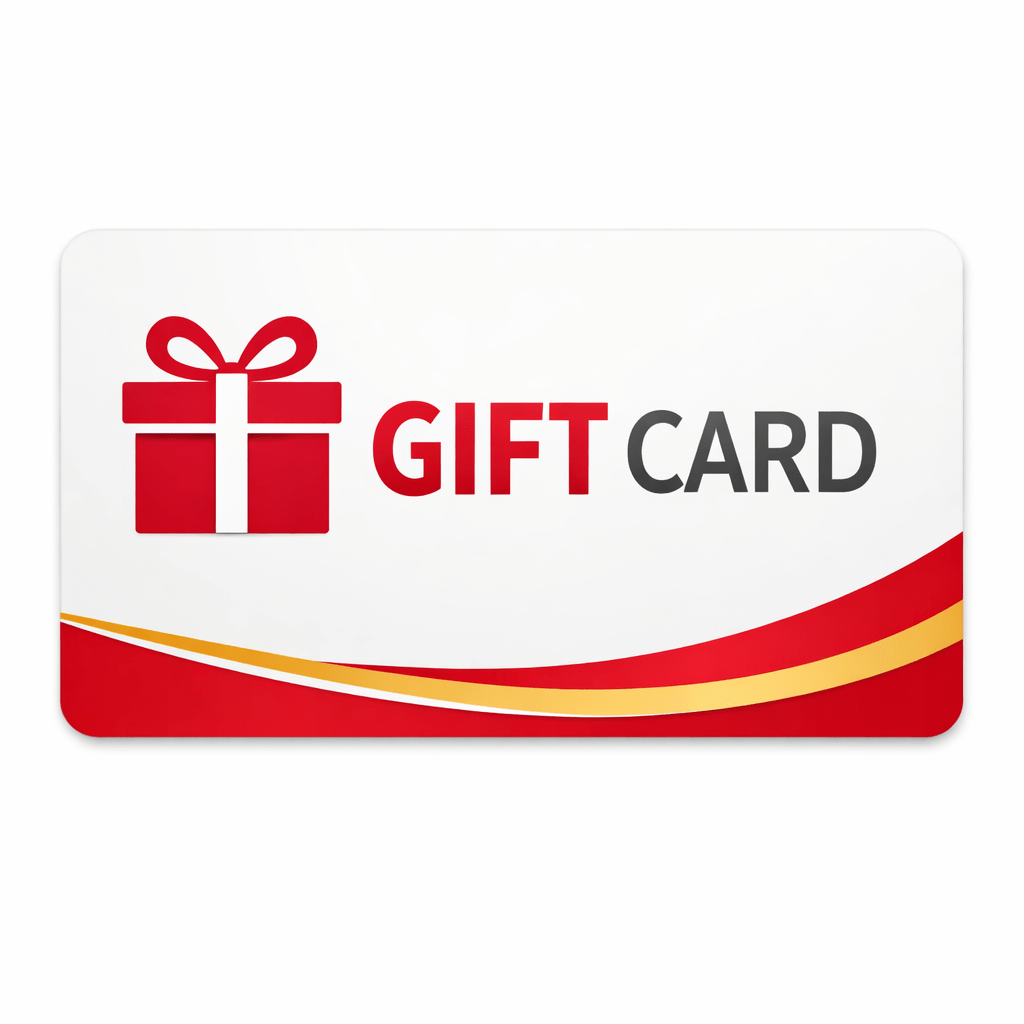 Gift card with red present icon and text saying 'GIFT CARD'